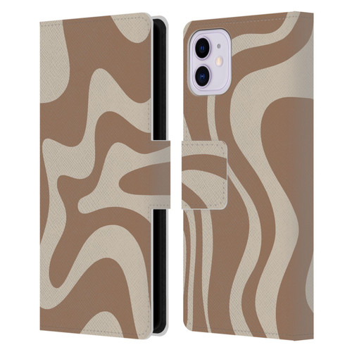 Kierkegaard Design Studio Retro Abstract Patterns Milk Brown Beige Swirl Leather Book Wallet Case Cover For Apple iPhone 11