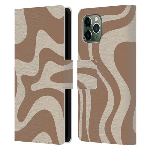 Kierkegaard Design Studio Retro Abstract Patterns Milk Brown Beige Swirl Leather Book Wallet Case Cover For Apple iPhone 11 Pro