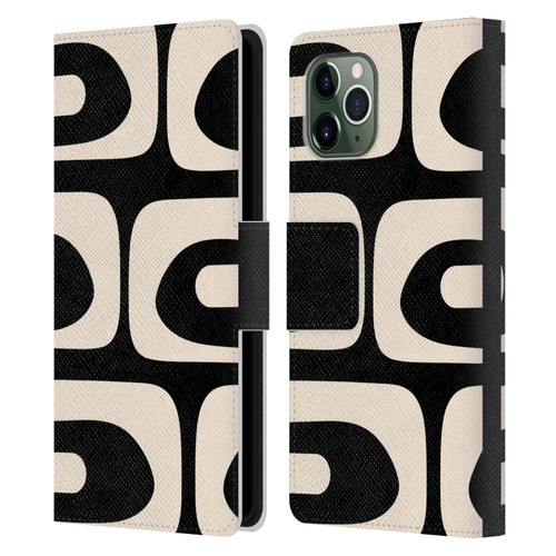 Kierkegaard Design Studio Retro Abstract Patterns Modern Piquet Black Cream Leather Book Wallet Case Cover For Apple iPhone 11 Pro
