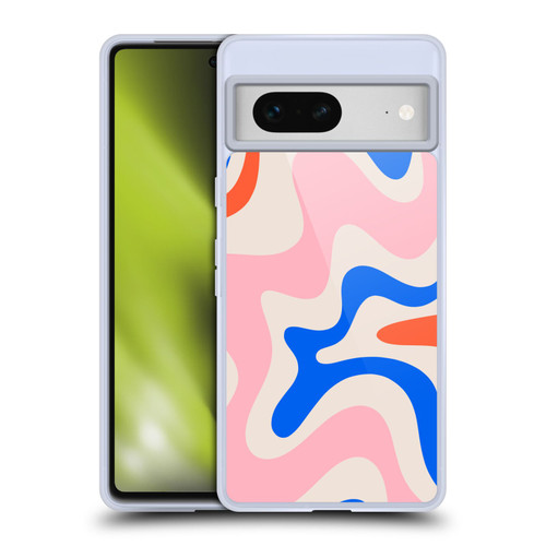 Kierkegaard Design Studio Retro Abstract Patterns Pink Blue Orange Swirl Soft Gel Case for Google Pixel 7