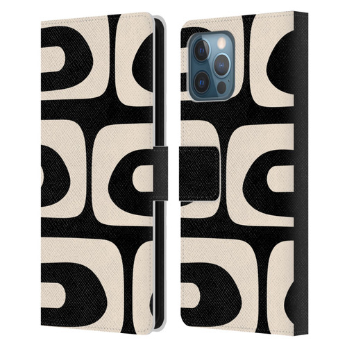 Kierkegaard Design Studio Retro Abstract Patterns Modern Piquet Black Cream Leather Book Wallet Case Cover For Apple iPhone 12 Pro Max