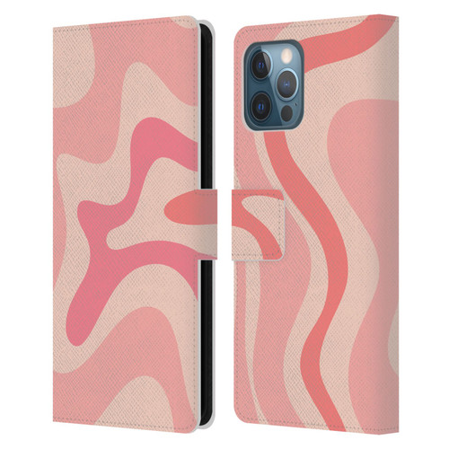Kierkegaard Design Studio Retro Abstract Patterns Soft Pink Liquid Swirl Leather Book Wallet Case Cover For Apple iPhone 12 Pro Max