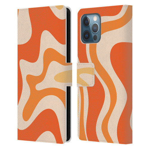 Kierkegaard Design Studio Retro Abstract Patterns Tangerine Orange Tone Leather Book Wallet Case Cover For Apple iPhone 12 Pro Max