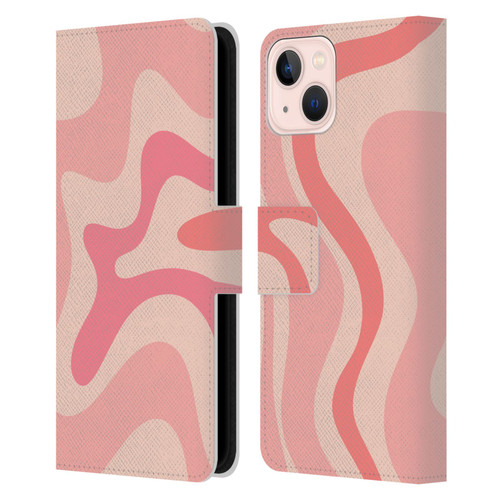 Kierkegaard Design Studio Retro Abstract Patterns Soft Pink Liquid Swirl Leather Book Wallet Case Cover For Apple iPhone 13
