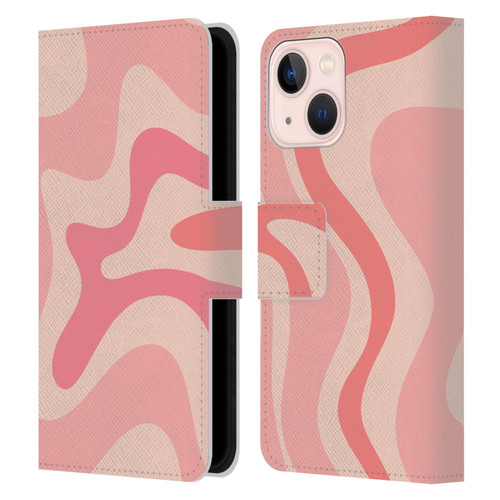 Kierkegaard Design Studio Retro Abstract Patterns Soft Pink Liquid Swirl Leather Book Wallet Case Cover For Apple iPhone 13 Mini