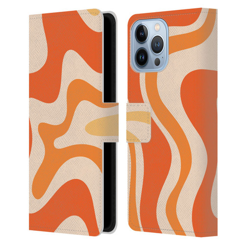 Kierkegaard Design Studio Retro Abstract Patterns Tangerine Orange Tone Leather Book Wallet Case Cover For Apple iPhone 13 Pro Max