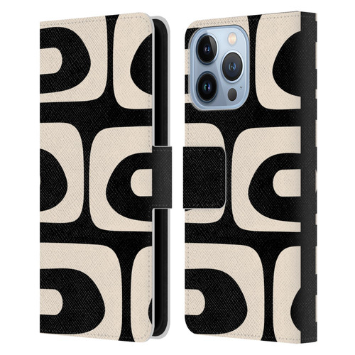 Kierkegaard Design Studio Retro Abstract Patterns Modern Piquet Black Cream Leather Book Wallet Case Cover For Apple iPhone 13 Pro