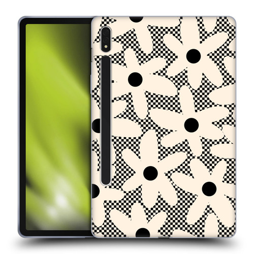 Kierkegaard Design Studio Retro Abstract Patterns Daisy Black Cream Dots Check Soft Gel Case for Samsung Galaxy Tab S8