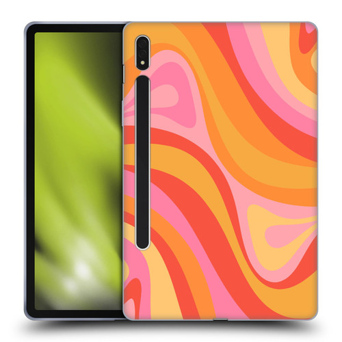 Kierkegaard Design Studio Retro Abstract Patterns Pink Orange Yellow Swirl Soft Gel Case for Samsung Galaxy Tab S8