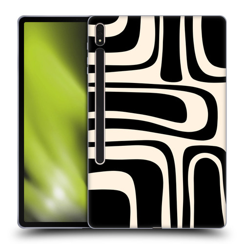 Kierkegaard Design Studio Retro Abstract Patterns Palm Springs Black Cream Soft Gel Case for Samsung Galaxy Tab S8 Plus