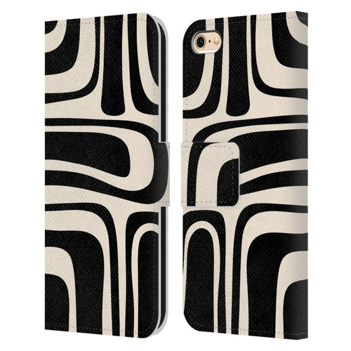 Kierkegaard Design Studio Retro Abstract Patterns Palm Springs Black Cream Leather Book Wallet Case Cover For Apple iPhone 6 / iPhone 6s