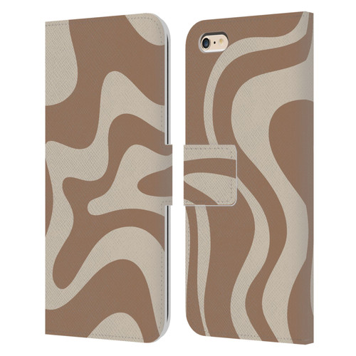 Kierkegaard Design Studio Retro Abstract Patterns Milk Brown Beige Swirl Leather Book Wallet Case Cover For Apple iPhone 6 Plus / iPhone 6s Plus
