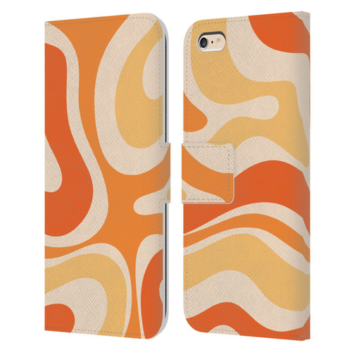 Kierkegaard Design Studio Retro Abstract Patterns Modern Orange Tangerine Swirl Leather Book Wallet Case Cover For Apple iPhone 6 Plus / iPhone 6s Plus