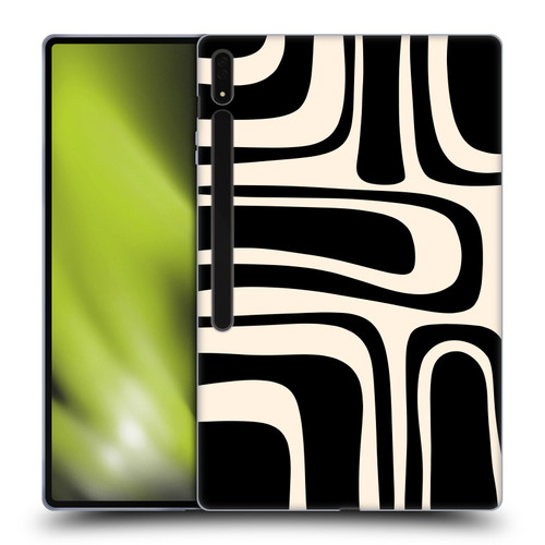 Kierkegaard Design Studio Retro Abstract Patterns Palm Springs Black Cream Soft Gel Case for Samsung Galaxy Tab S8 Ultra