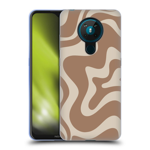 Kierkegaard Design Studio Retro Abstract Patterns Milk Brown Beige Swirl Soft Gel Case for Nokia 5.3