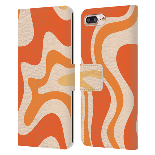 Kierkegaard Design Studio Retro Abstract Patterns Tangerine Orange Tone Leather Book Wallet Case Cover For Apple iPhone 7 Plus / iPhone 8 Plus