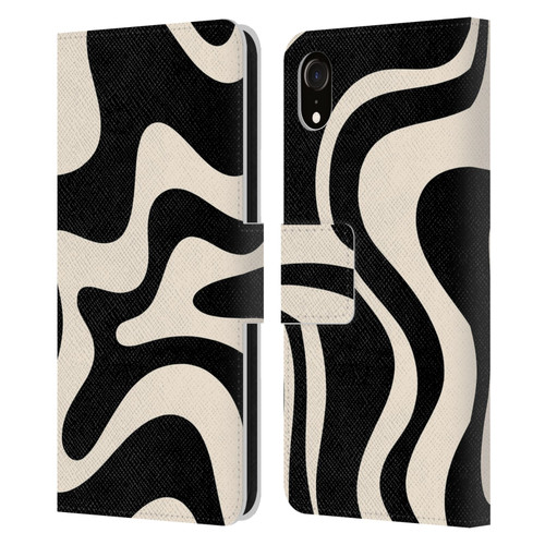 Kierkegaard Design Studio Retro Abstract Patterns Black Almond Cream Swirl Leather Book Wallet Case Cover For Apple iPhone XR