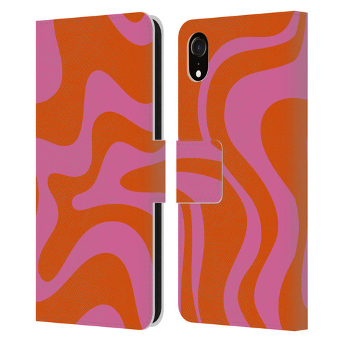 Kierkegaard Design Studio Retro Abstract Patterns Hot Pink Orange Swirl Leather Book Wallet Case Cover For Apple iPhone XR
