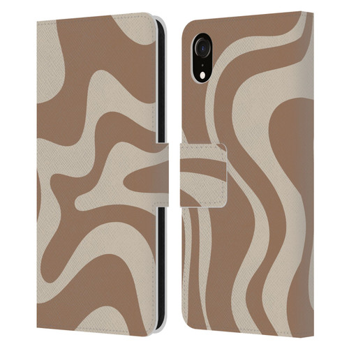 Kierkegaard Design Studio Retro Abstract Patterns Milk Brown Beige Swirl Leather Book Wallet Case Cover For Apple iPhone XR