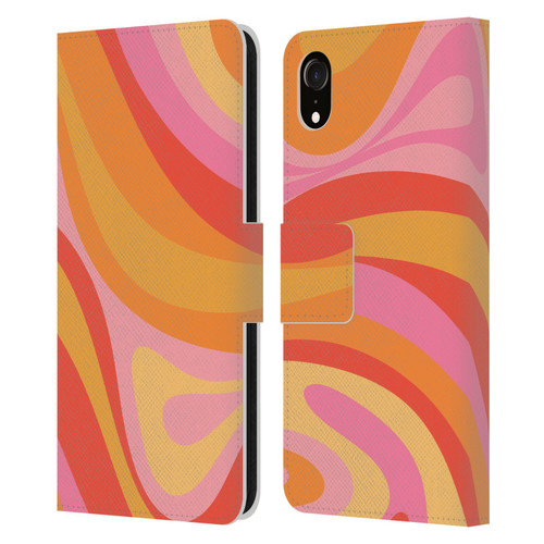 Kierkegaard Design Studio Retro Abstract Patterns Pink Orange Yellow Swirl Leather Book Wallet Case Cover For Apple iPhone XR