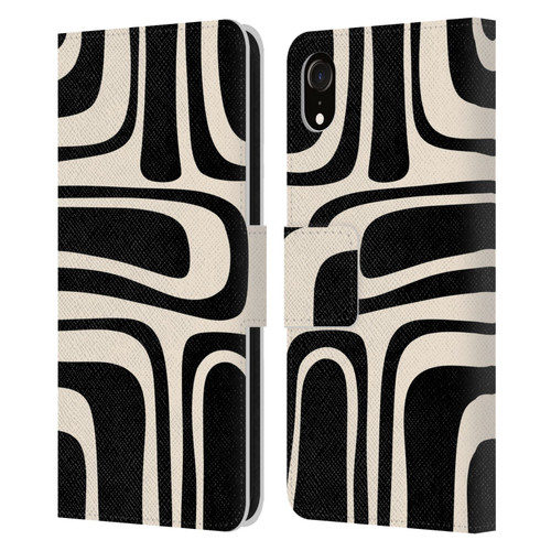 Kierkegaard Design Studio Retro Abstract Patterns Palm Springs Black Cream Leather Book Wallet Case Cover For Apple iPhone XR