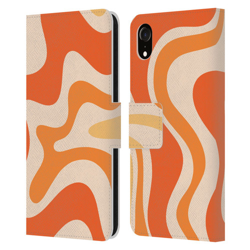 Kierkegaard Design Studio Retro Abstract Patterns Tangerine Orange Tone Leather Book Wallet Case Cover For Apple iPhone XR
