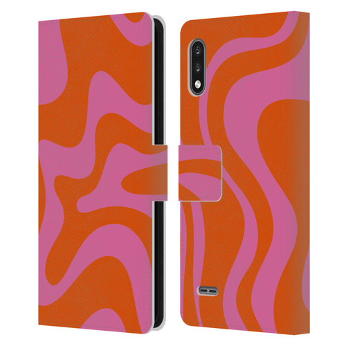 Kierkegaard Design Studio Retro Abstract Patterns Hot Pink Orange Swirl Leather Book Wallet Case Cover For LG K22