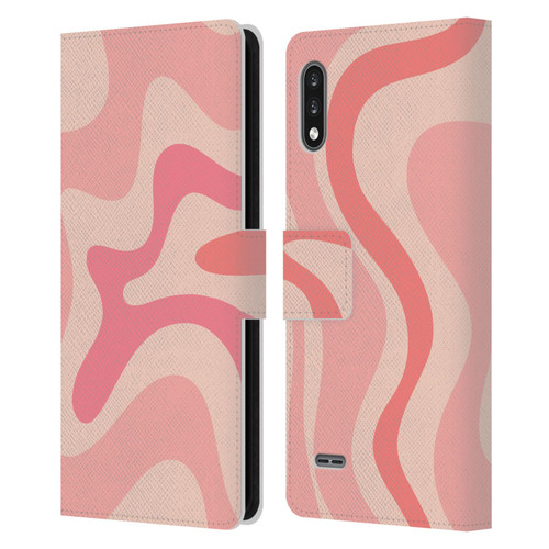 Kierkegaard Design Studio Retro Abstract Patterns Soft Pink Liquid Swirl Leather Book Wallet Case Cover For LG K22