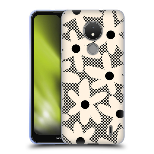 Kierkegaard Design Studio Retro Abstract Patterns Daisy Black Cream Dots Check Soft Gel Case for Nokia C21