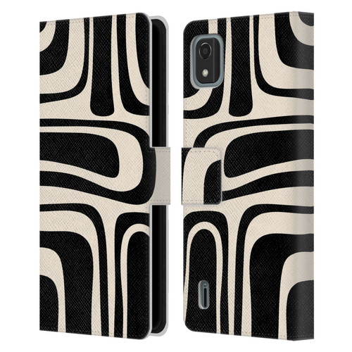 Kierkegaard Design Studio Retro Abstract Patterns Palm Springs Black Cream Leather Book Wallet Case Cover For Nokia C2 2nd Edition