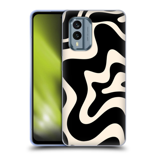 Kierkegaard Design Studio Retro Abstract Patterns Black Almond Cream Swirl Soft Gel Case for Nokia X30