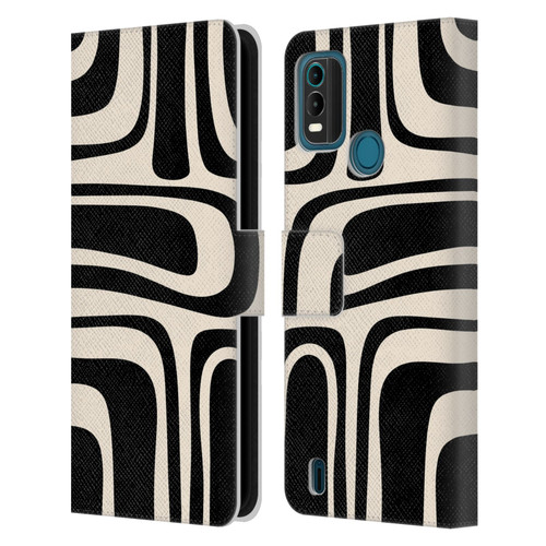 Kierkegaard Design Studio Retro Abstract Patterns Palm Springs Black Cream Leather Book Wallet Case Cover For Nokia G11 Plus