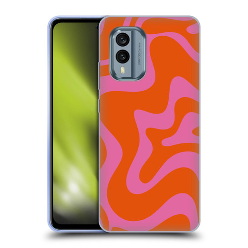 Kierkegaard Design Studio Retro Abstract Patterns Hot Pink Orange Swirl Soft Gel Case for Nokia X30