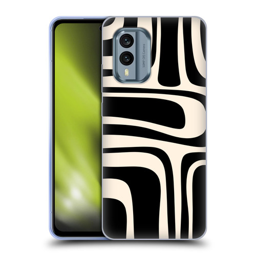 Kierkegaard Design Studio Retro Abstract Patterns Palm Springs Black Cream Soft Gel Case for Nokia X30