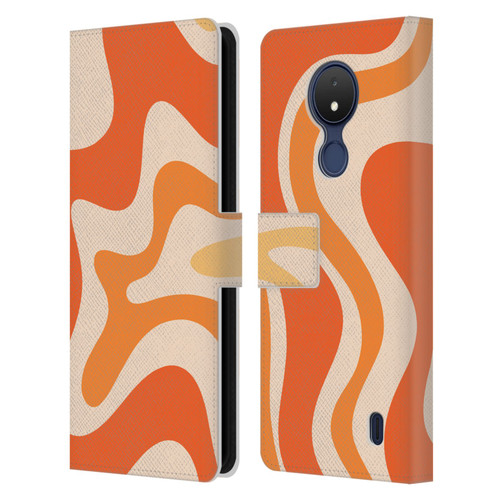 Kierkegaard Design Studio Retro Abstract Patterns Tangerine Orange Tone Leather Book Wallet Case Cover For Nokia C21