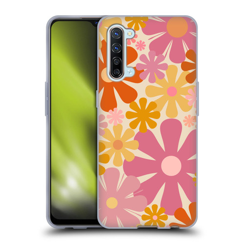 Kierkegaard Design Studio Retro Abstract Patterns Pink Orange Thulian Flowers Soft Gel Case for OPPO Find X2 Lite 5G
