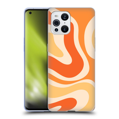 Kierkegaard Design Studio Retro Abstract Patterns Modern Orange Tangerine Swirl Soft Gel Case for OPPO Find X3 / Pro