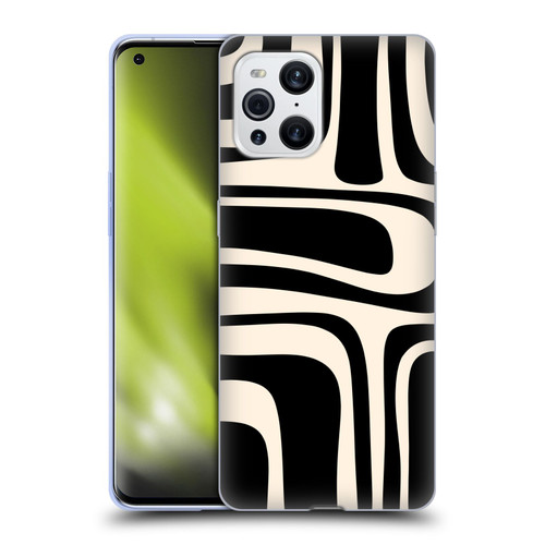 Kierkegaard Design Studio Retro Abstract Patterns Palm Springs Black Cream Soft Gel Case for OPPO Find X3 / Pro