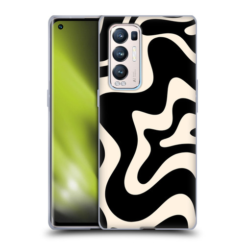 Kierkegaard Design Studio Retro Abstract Patterns Black Almond Cream Swirl Soft Gel Case for OPPO Find X3 Neo / Reno5 Pro+ 5G