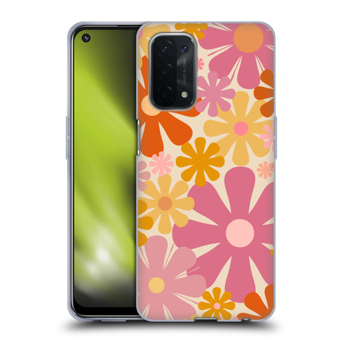 Kierkegaard Design Studio Retro Abstract Patterns Pink Orange Thulian Flowers Soft Gel Case for OPPO A54 5G