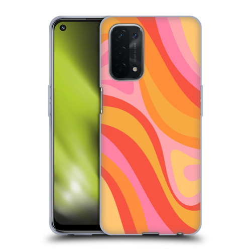 Kierkegaard Design Studio Retro Abstract Patterns Pink Orange Yellow Swirl Soft Gel Case for OPPO A54 5G