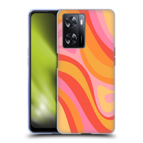 Kierkegaard Design Studio Retro Abstract Patterns Pink Orange Yellow Swirl Soft Gel Case for OPPO A57s