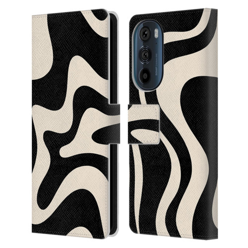 Kierkegaard Design Studio Retro Abstract Patterns Black Almond Cream Swirl Leather Book Wallet Case Cover For Motorola Edge 30