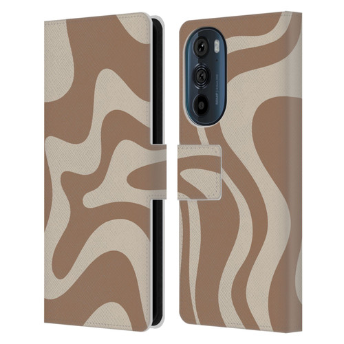 Kierkegaard Design Studio Retro Abstract Patterns Milk Brown Beige Swirl Leather Book Wallet Case Cover For Motorola Edge 30