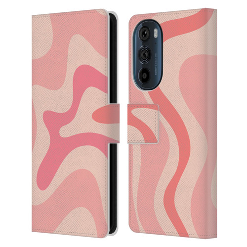 Kierkegaard Design Studio Retro Abstract Patterns Soft Pink Liquid Swirl Leather Book Wallet Case Cover For Motorola Edge 30