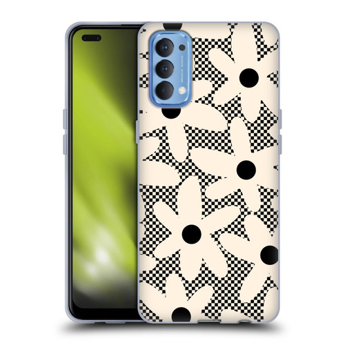 Kierkegaard Design Studio Retro Abstract Patterns Daisy Black Cream Dots Check Soft Gel Case for OPPO Reno 4 5G