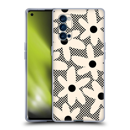 Kierkegaard Design Studio Retro Abstract Patterns Daisy Black Cream Dots Check Soft Gel Case for OPPO Reno 4 Pro 5G
