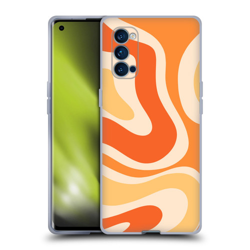 Kierkegaard Design Studio Retro Abstract Patterns Modern Orange Tangerine Swirl Soft Gel Case for OPPO Reno 4 Pro 5G
