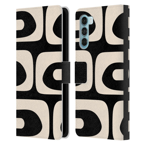 Kierkegaard Design Studio Retro Abstract Patterns Modern Piquet Black Cream Leather Book Wallet Case Cover For Motorola Edge S30 / Moto G200 5G