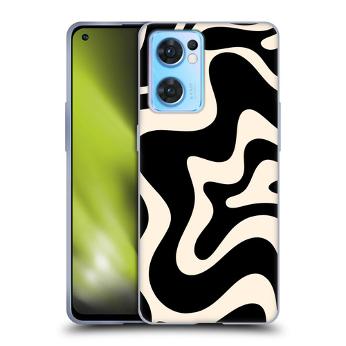 Kierkegaard Design Studio Retro Abstract Patterns Black Almond Cream Swirl Soft Gel Case for OPPO Reno7 5G / Find X5 Lite